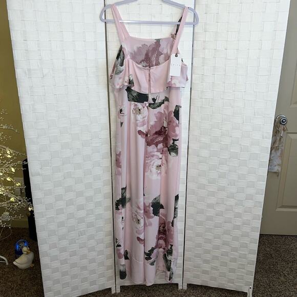 Leith Women’s Pink Silver Rose Floral Jumpsuit Size Medium Chic Flirty Floral - Picture 13 of 15